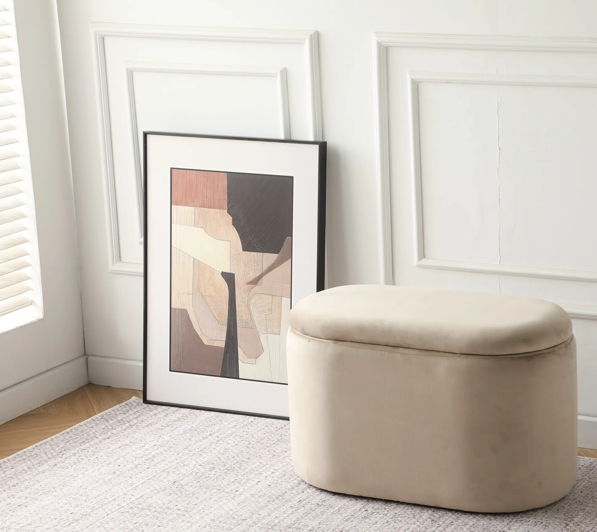Aranda med opbevaring velour beige