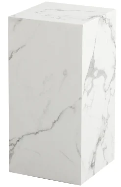 Avery piedestal i hvid marmorprint 25x25x50cm