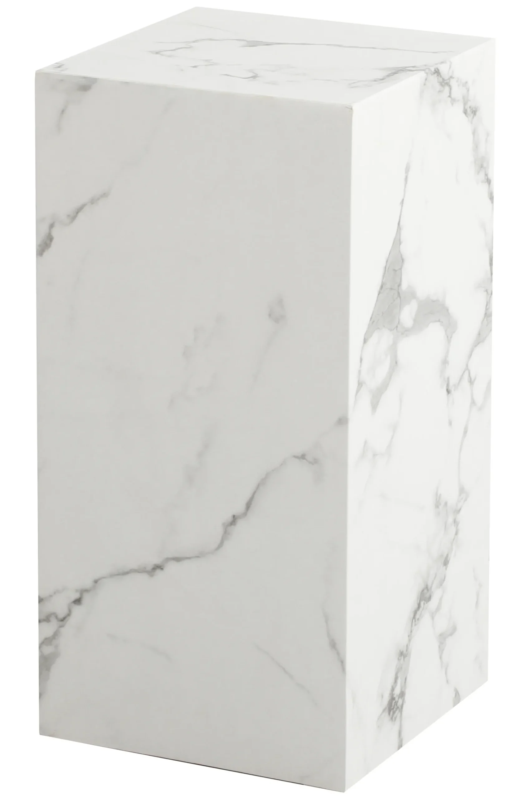 Avery piedestal i hvid marmorprint 25x25x50cm