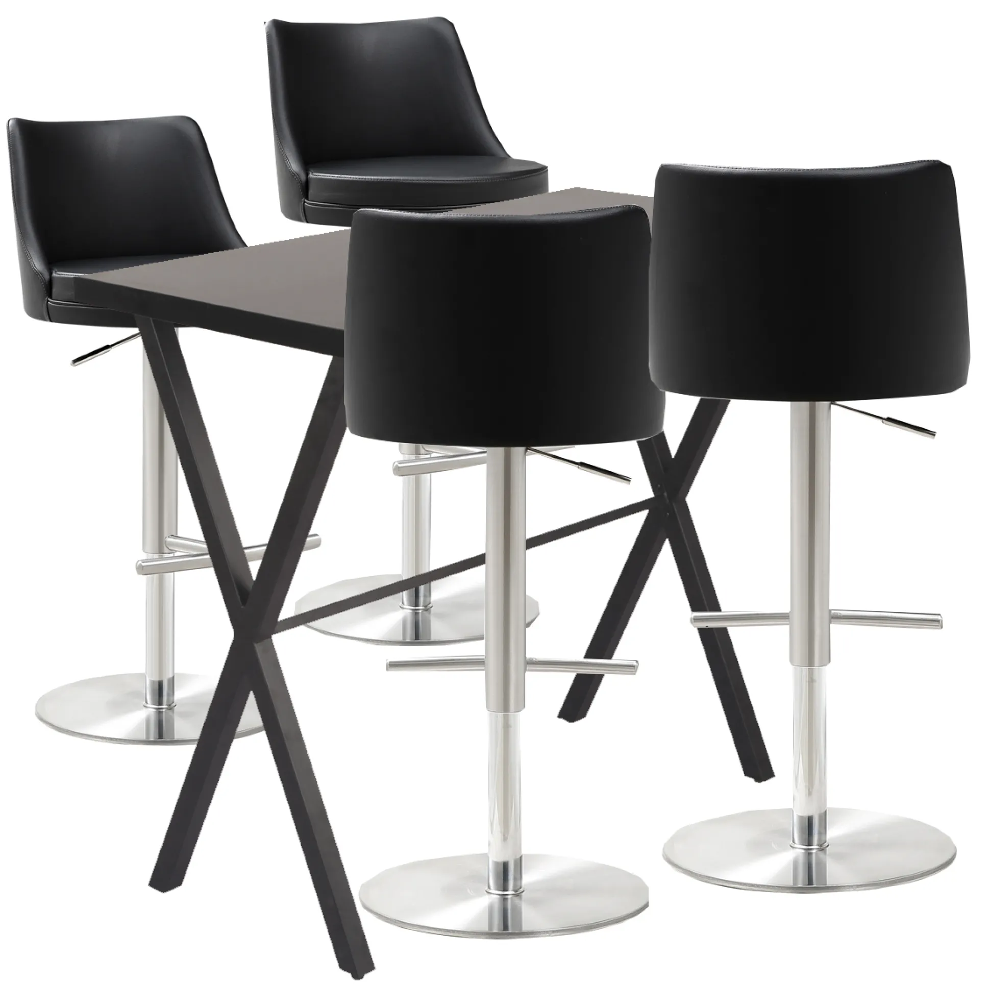Barbord sæt Grappa sort/Luna barstol sort/krom
