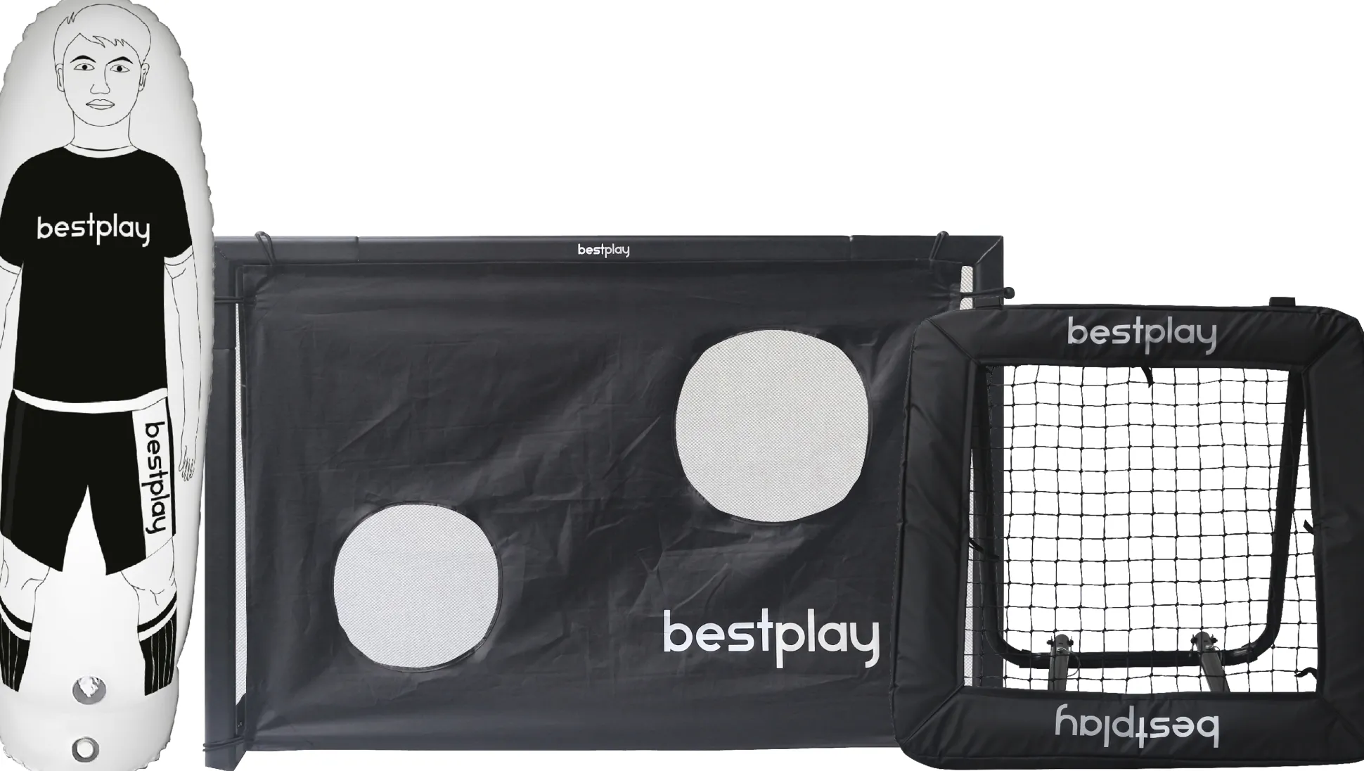 Bestplay fodboldmål 150x100cm + rebounder 90x90cm + airdummy 180cm