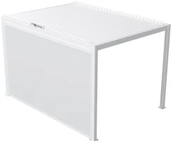Elektrisk sidevæg til pergola med lameltag hvid