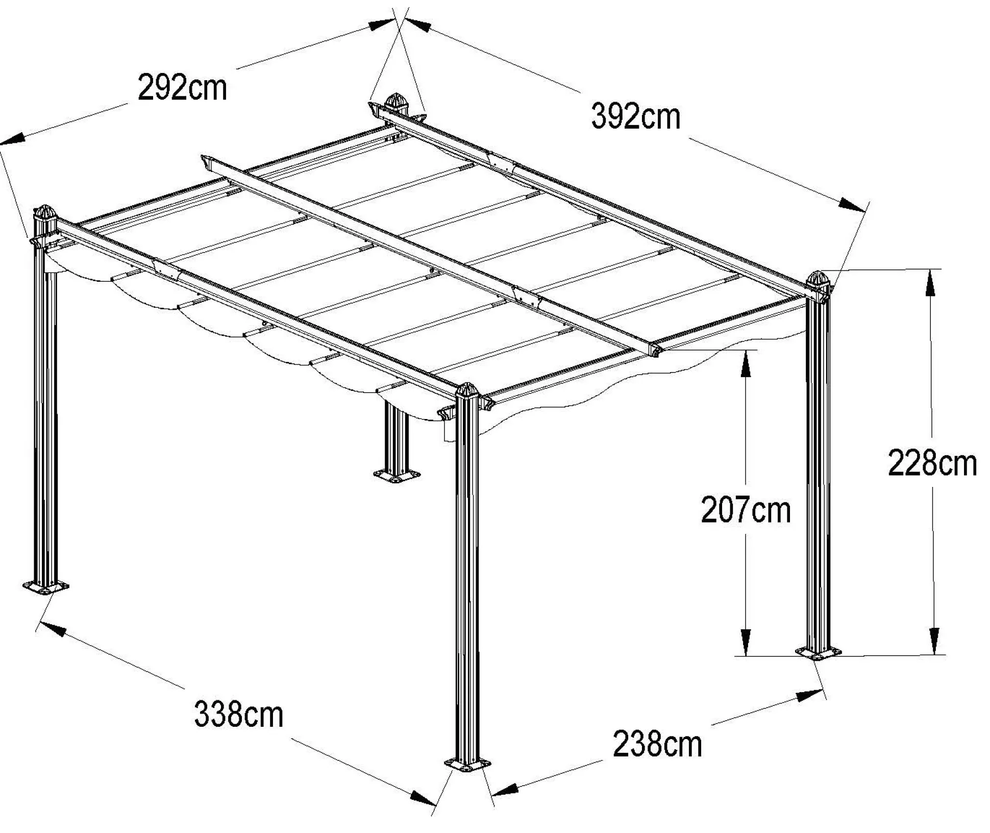 Essence manuel pergola med dug 12m2