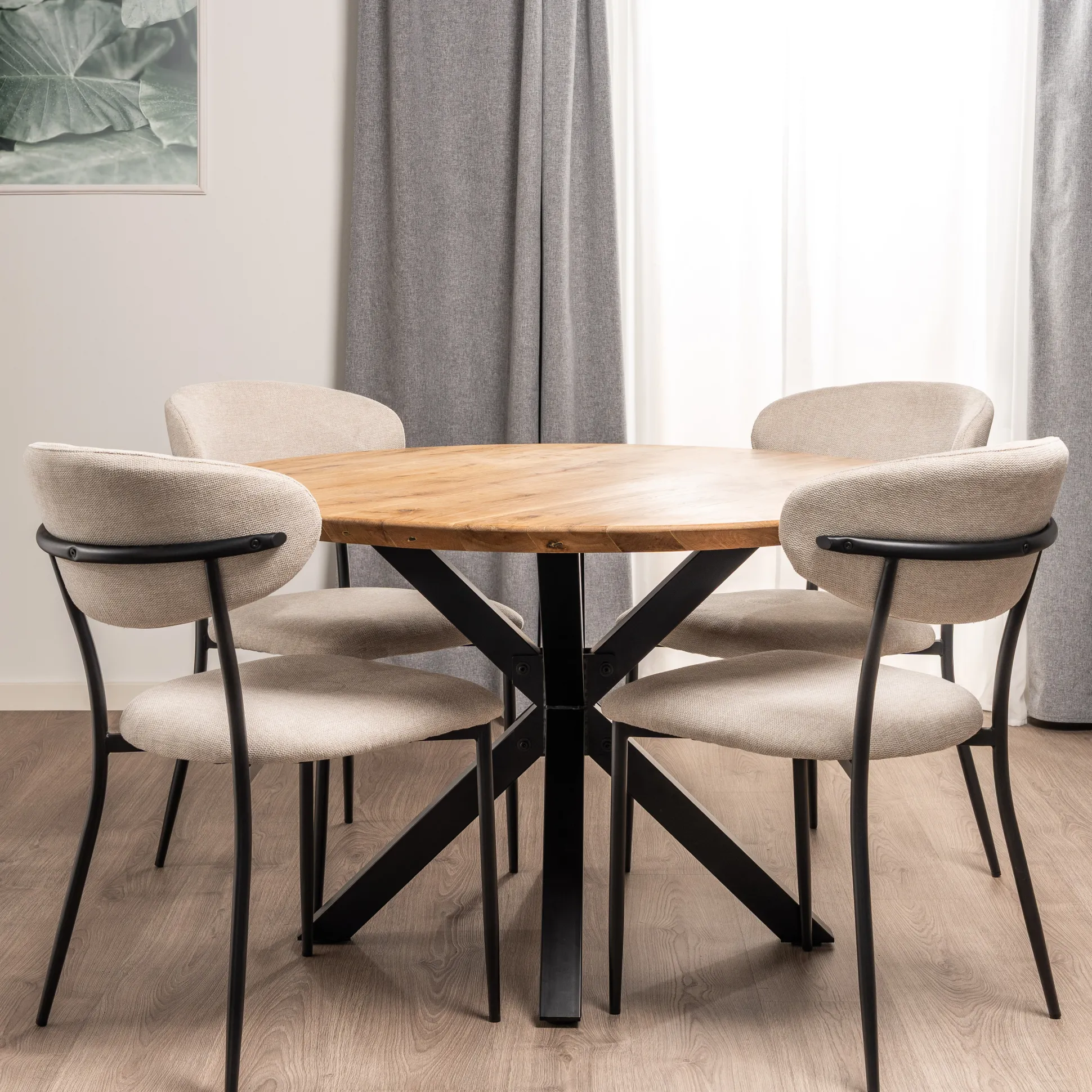 Forli 120x120x74cm eg natur/sort