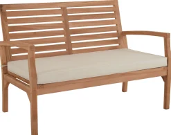 Ivory bænk i teaktræ med hynde 120x70x80cm