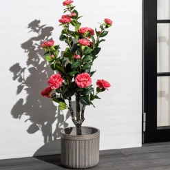 Kunstig kamelia japansk rosetræ lyserød 90 cm