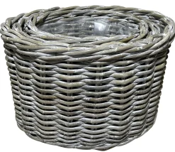 Kurvesæt oval kubu rattan grå