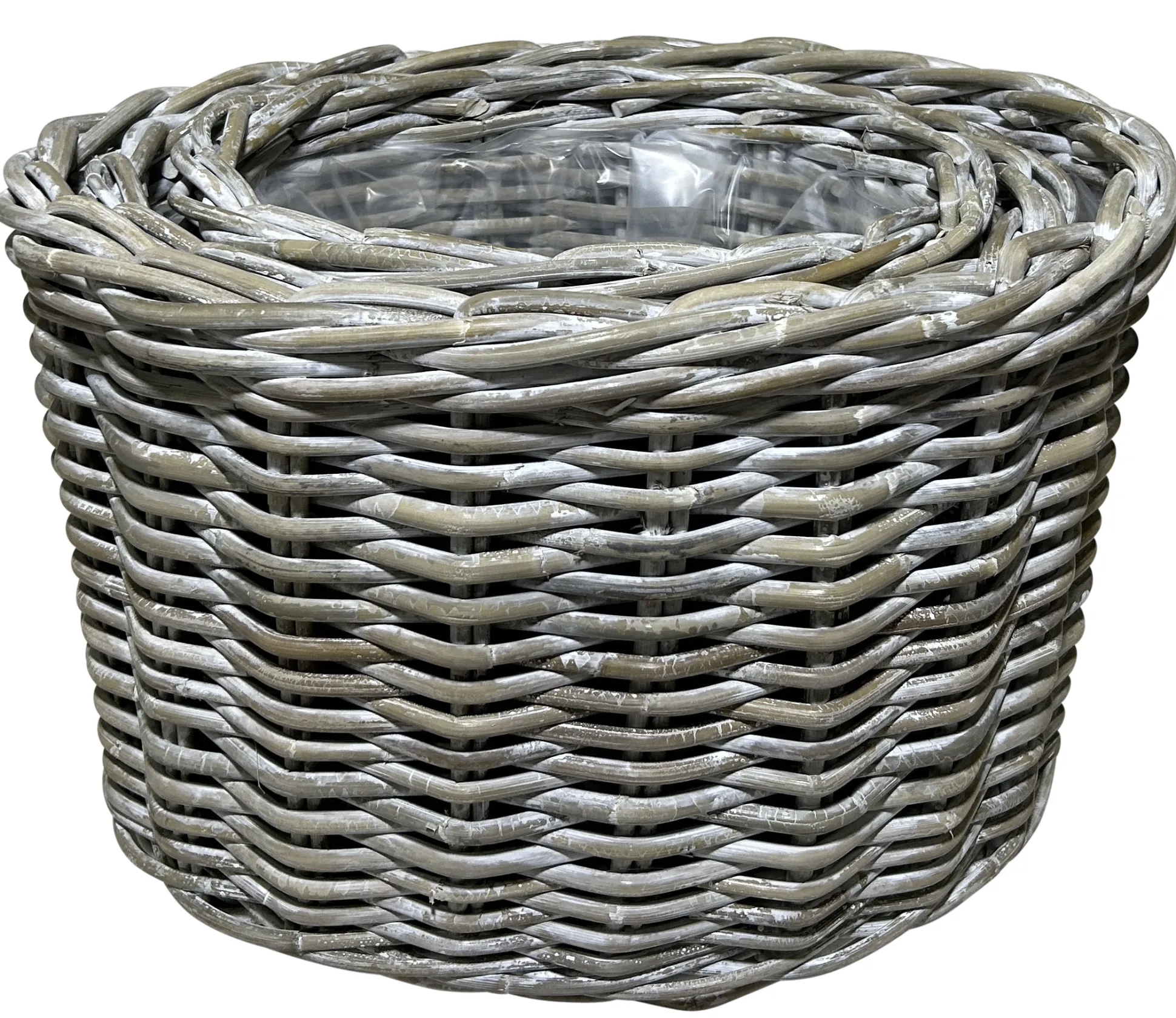 Kurvesæt oval kubu rattan grå
