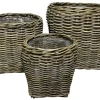 Kurvesæt rund høj kubu rattan natur 3 stk.