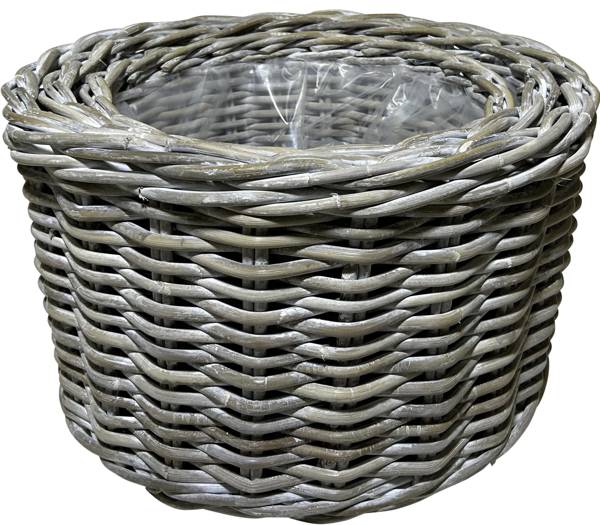 Kurvesæt rund kubu rattan grå