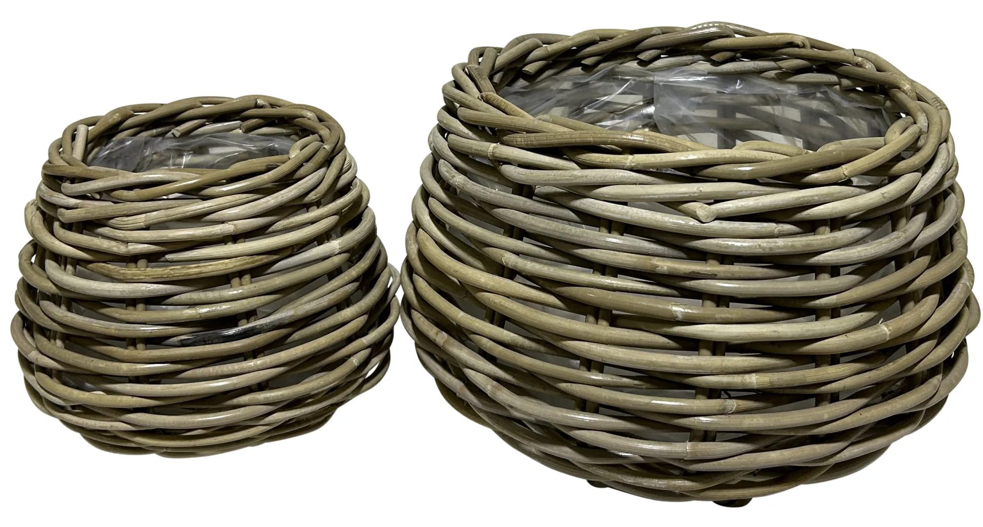 Kurvesæt rund kubu rattan natur 2 stk.