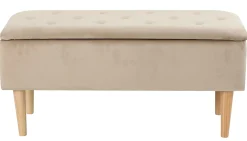 Lens med opbevaring velour beige/natur
