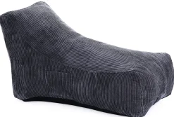 Lounge sækkestol fløjl antracitgrå