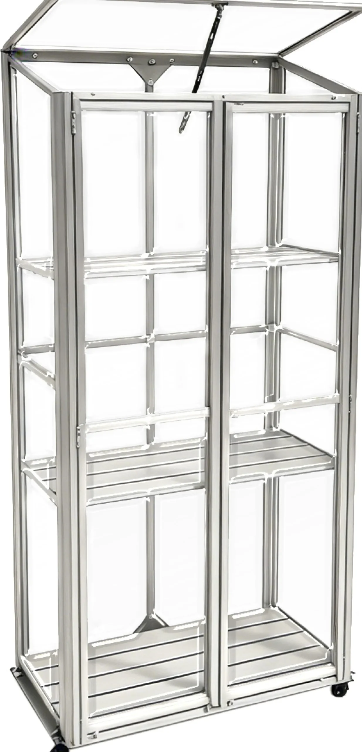 Minidrivhus med hjul poly sølv 77,6x41,5x151,1cm