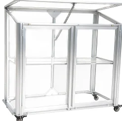 Minidrivhus med hjul poly sølv 77,6x41,5x71,1cm
