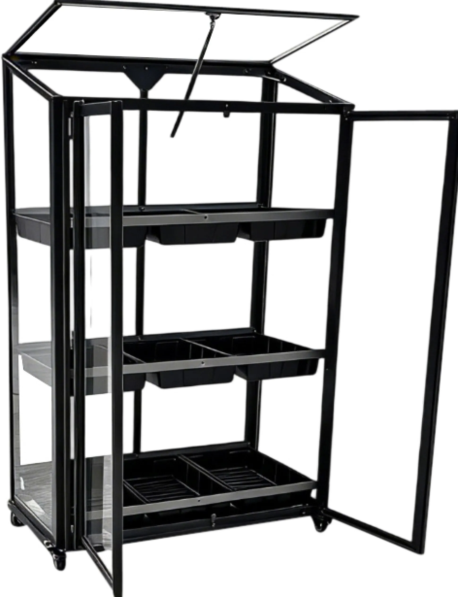 Minidrivhus med hjul poly sort 77,6x41,5x111,1cm.