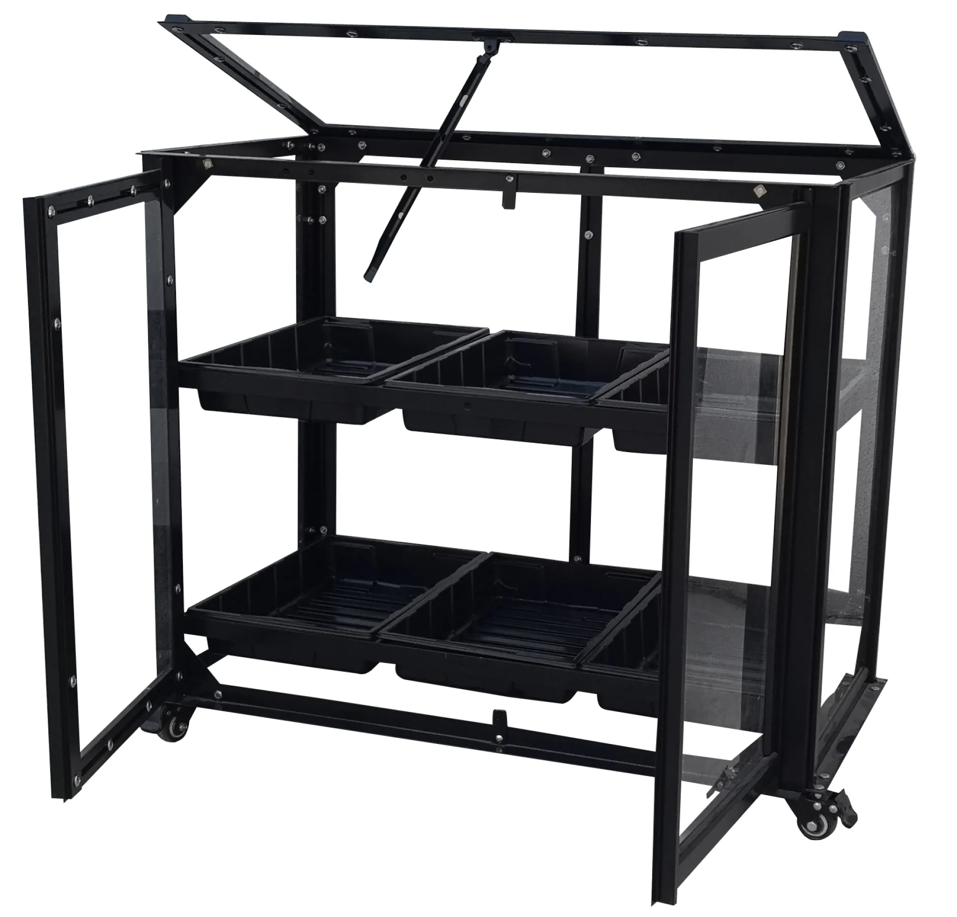 Minidrivhus med hjul sort 77,6x41,5x61cm