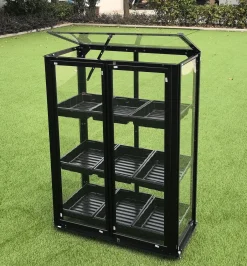 Minidrivhus med hjul sort 77,6x41,5x101cm