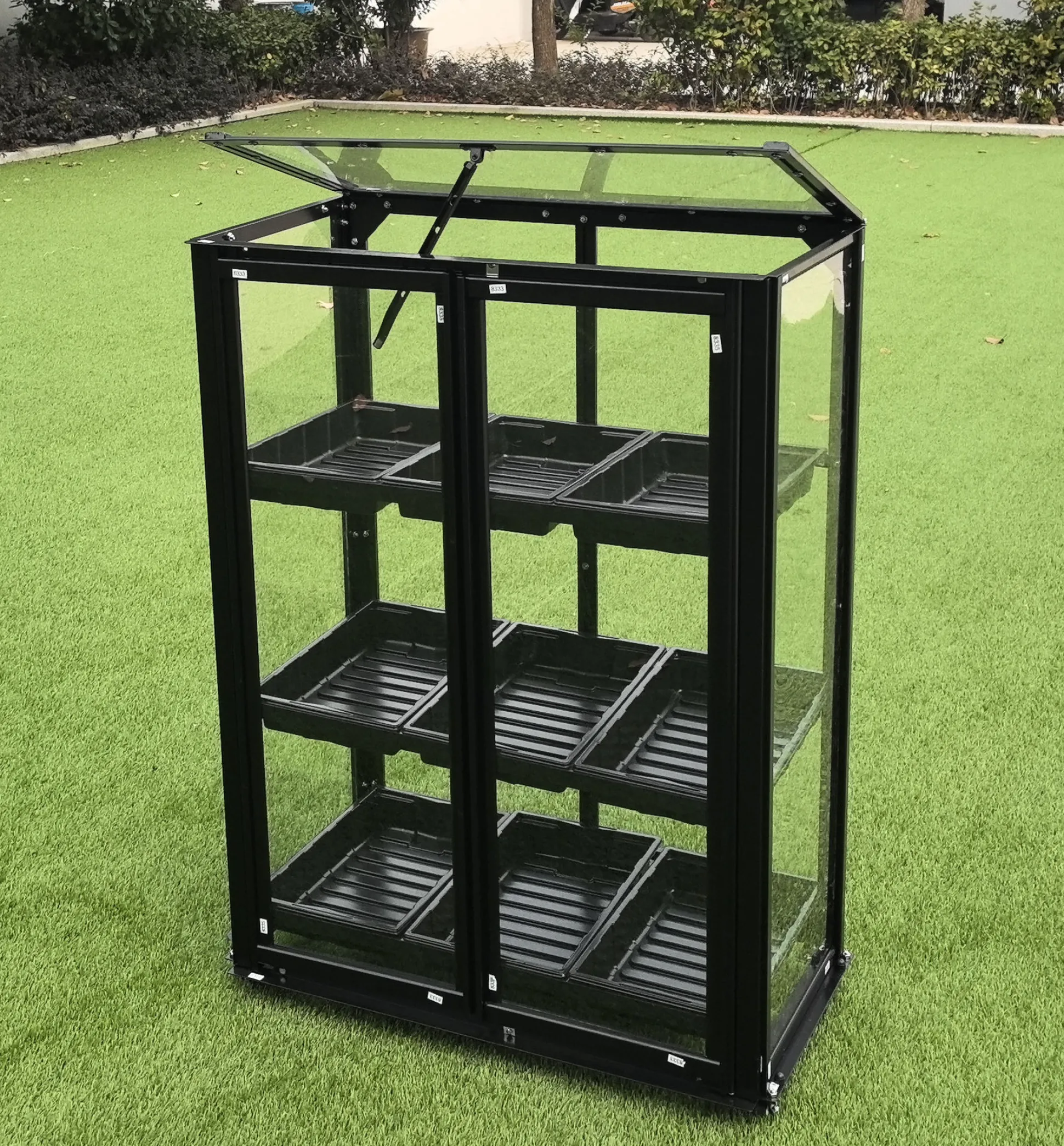Minidrivhus med hjul sort 77,6x41,5x101cm