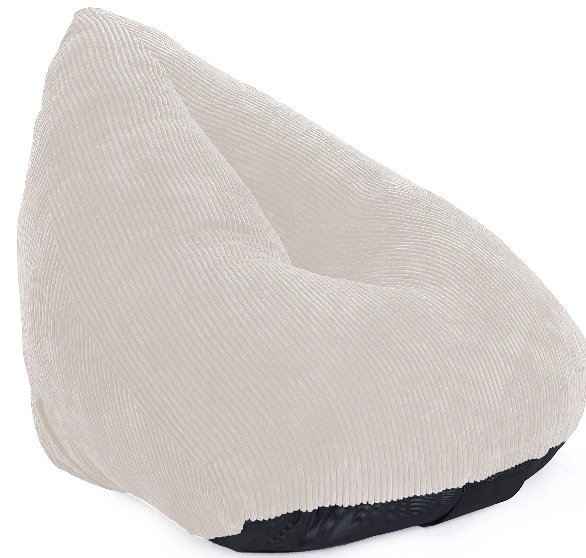 Oval sækkestol fløjl creme
