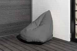 Oval sækkestol stof grå