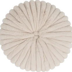 Pude rund imiteret pels beige