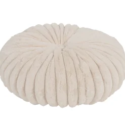 Pude rund imiteret pels beige