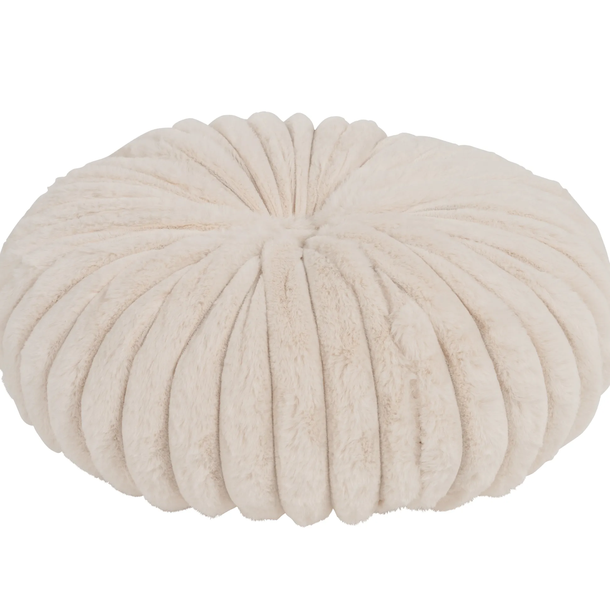 Pude rund imiteret pels beige