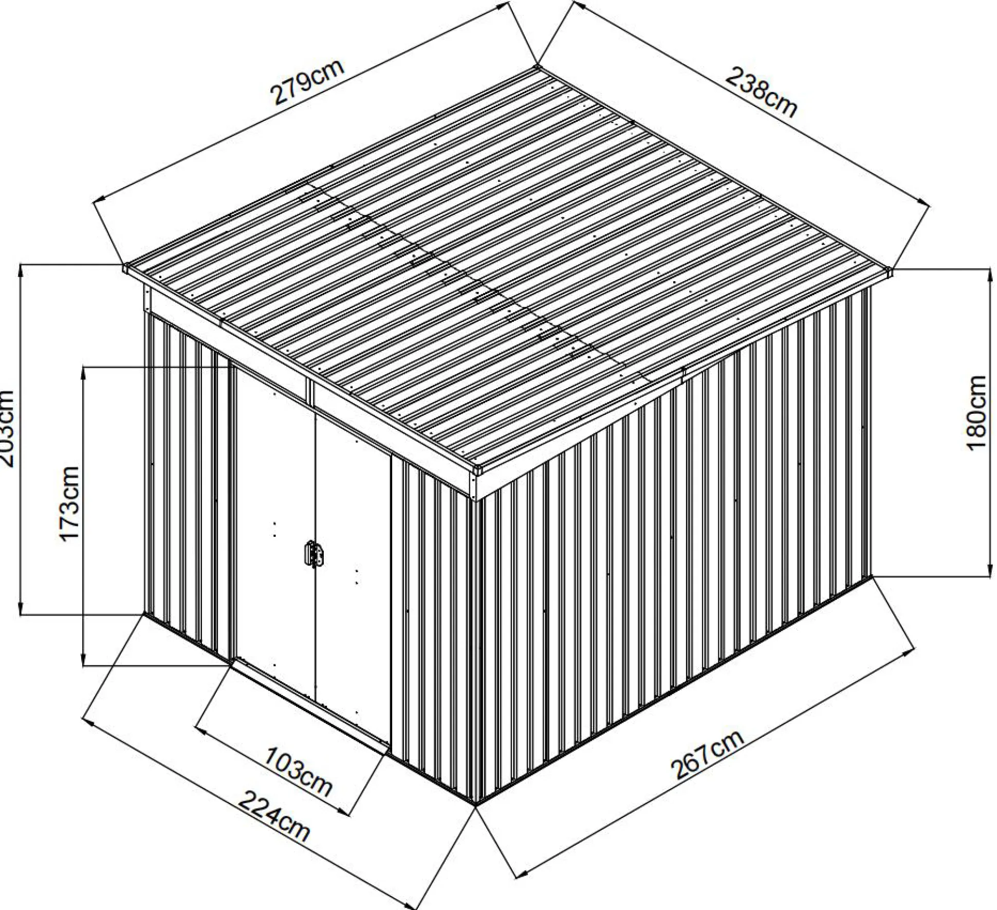 Redskabsskur stål antracit 6.6m2
