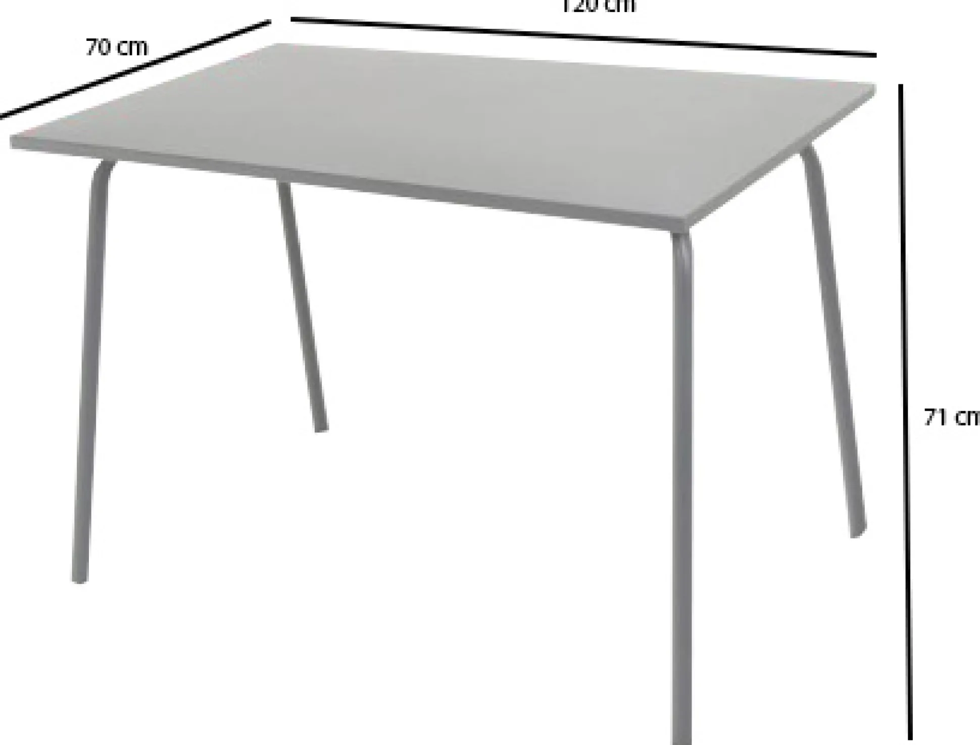 Rektangulært bord metal mørkegrå 120x70x71cm