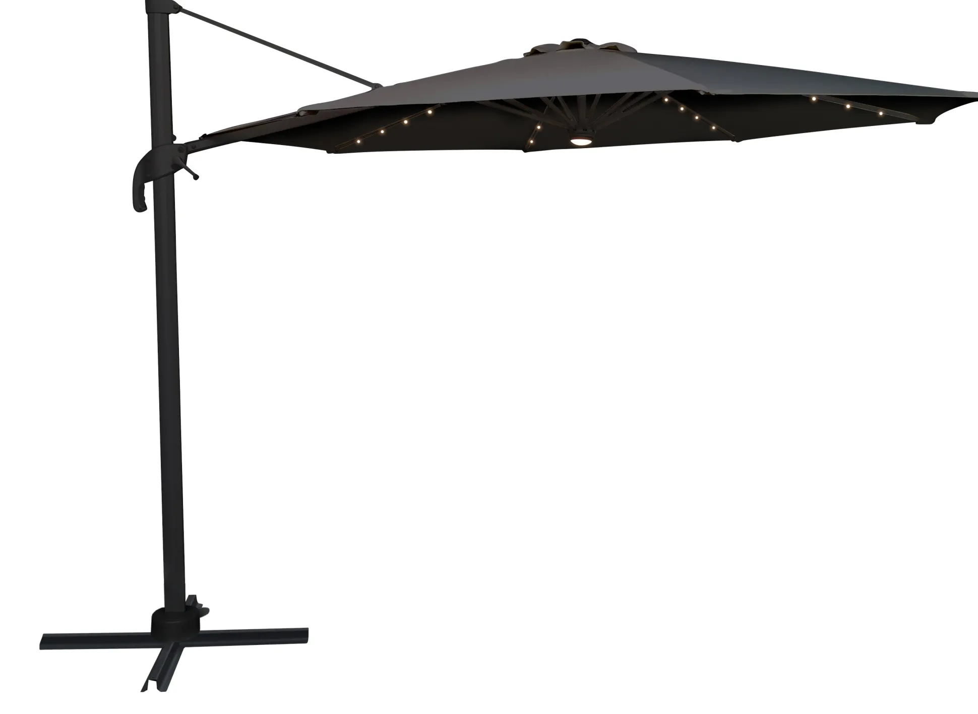 Roma parasol 360-rotation LED mørkegrå 3m
