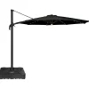 Roma parasol 360-rotation LED sort 3m med Parasolfod 100L