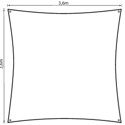 Solsejl antracitgrå PRO 3,6x3,6m