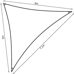 Solsejl antracitgrå PRO 5x5x7,1m